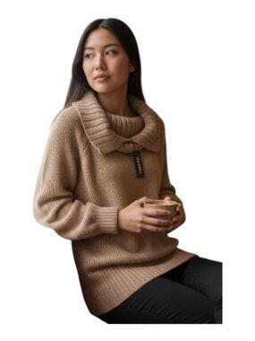 NWT Boohoo Mocha Lounge Top Soft Rib Knit Cozy Relaxed Fit Size M  Trendy Casual